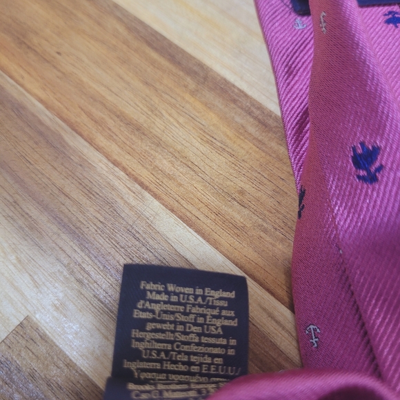 Brooks Brothers Pink Silver Anchor Print 100% Silk Neck Tie Made in USA 58" L - Picture 8 of 8